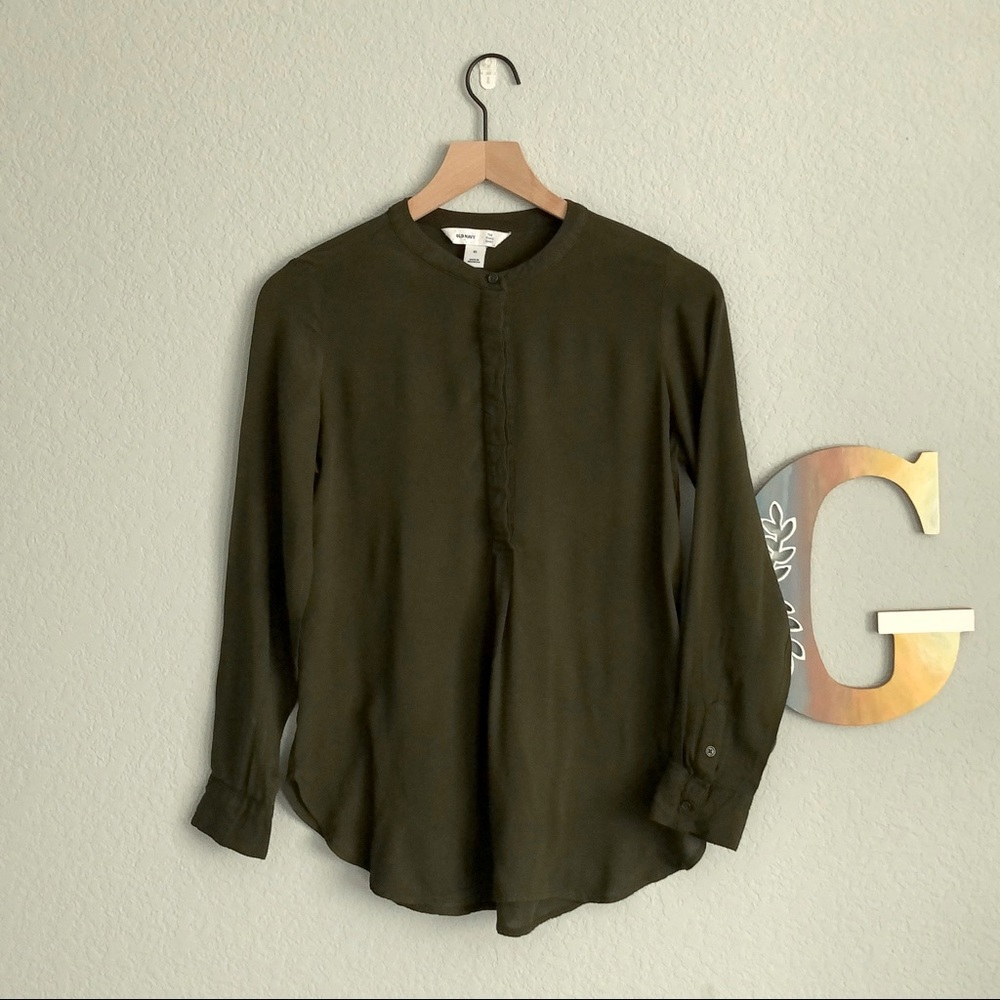Forest Green Button Up Long-sleeve Old Navy Tunic